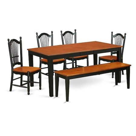 East West Furniture PC Dining Room Set, Black & Cherry NIDO6-BCH-W